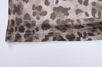 Women’s Tulle Leopard Print Off-Shoulder Top – Summer Casual Bandeau Blouse with Straight-Cut Neckline