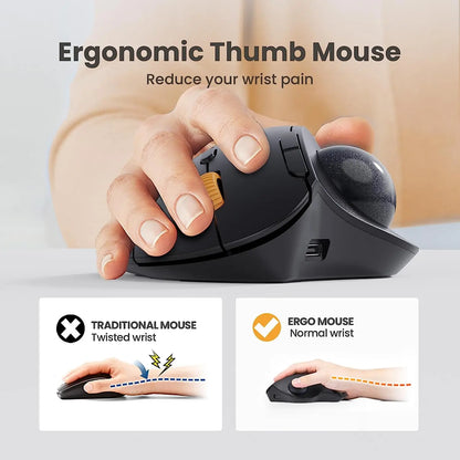 ProtoArc Wireless Trackball Mouse – 2.4G Ergonomic Rollerball, Rechargeable Bluetooth Computer Mouse with 3 Device Connection
