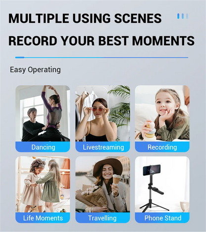 FANGTUOSI 1750mm Wireless Selfie Stick Tripod – Foldable Monopod with LED Light for Smartphones, Steady Live Shooting