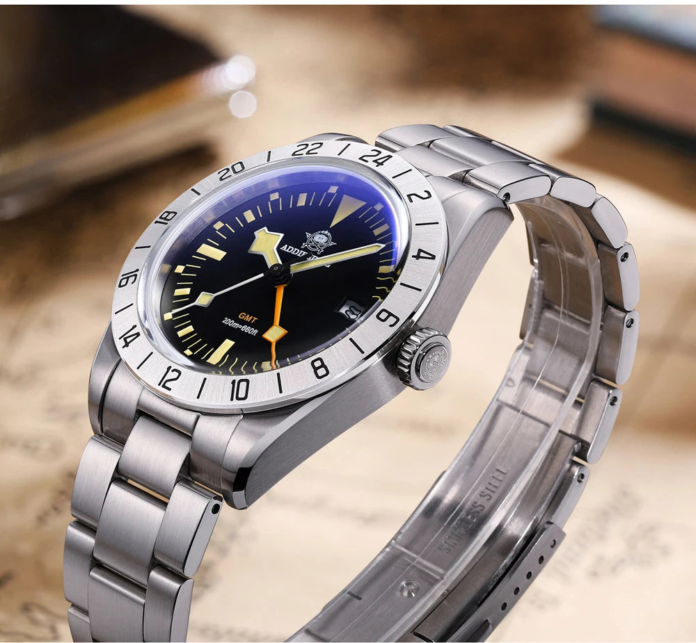 ADDIESDIVE GMT Men’s Diver Watch – 39mm Stainless Steel, Luminous Cale ...