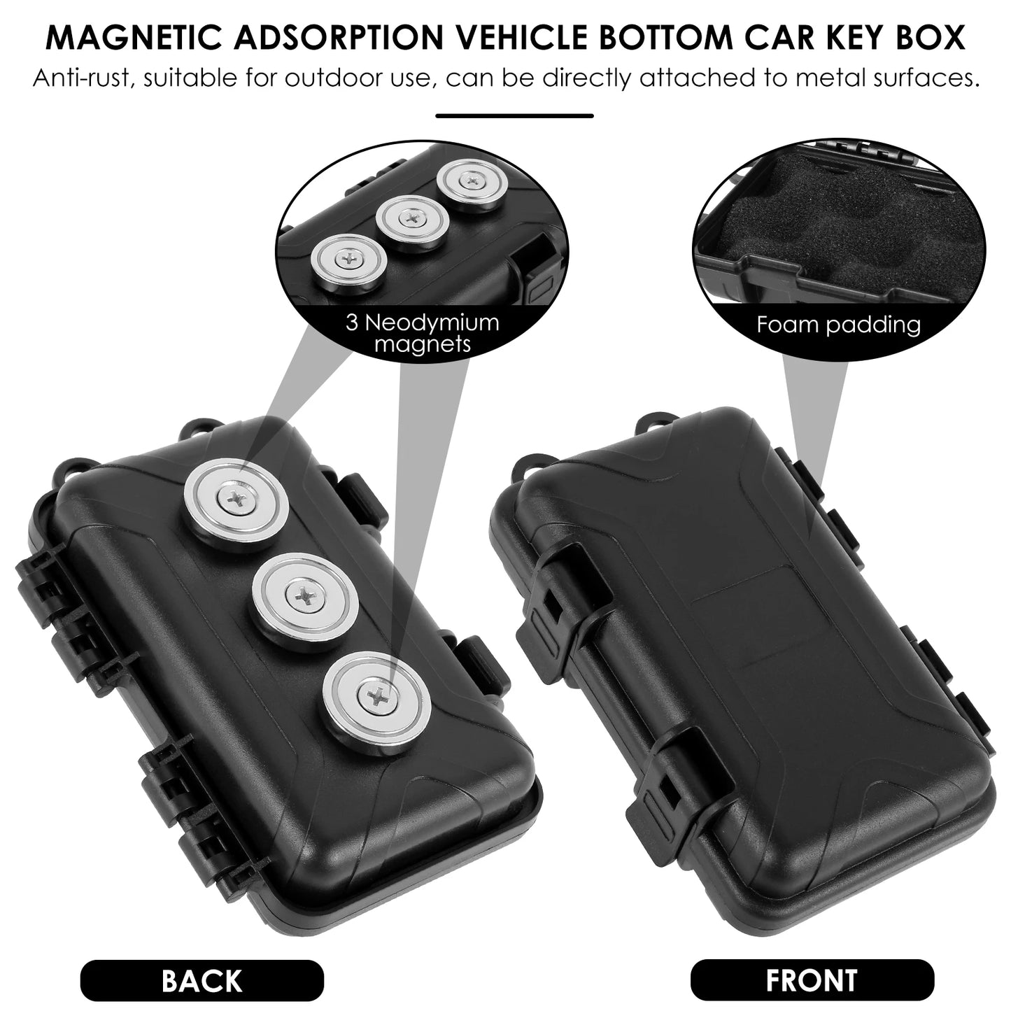 1-2Pcs Upgraded Magnetic Key Holder – Waterproof & Rustproof Under Car Key Box (Multifunctional Spare Key Hider)