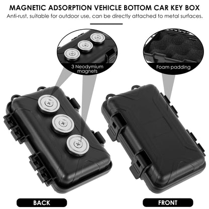 1-2Pcs Upgraded Magnetic Key Holder – Waterproof & Rustproof Under Car Key Box (Multifunctional Spare Key Hider)