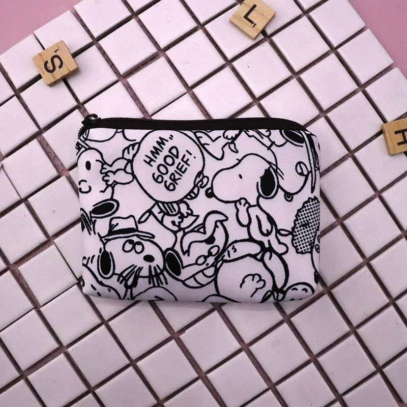 Snoopy Print Mini Coin Purse – Cute Wallet & Card Holder for Women, Girls & Kids, Small Cosmetic & ID Bag