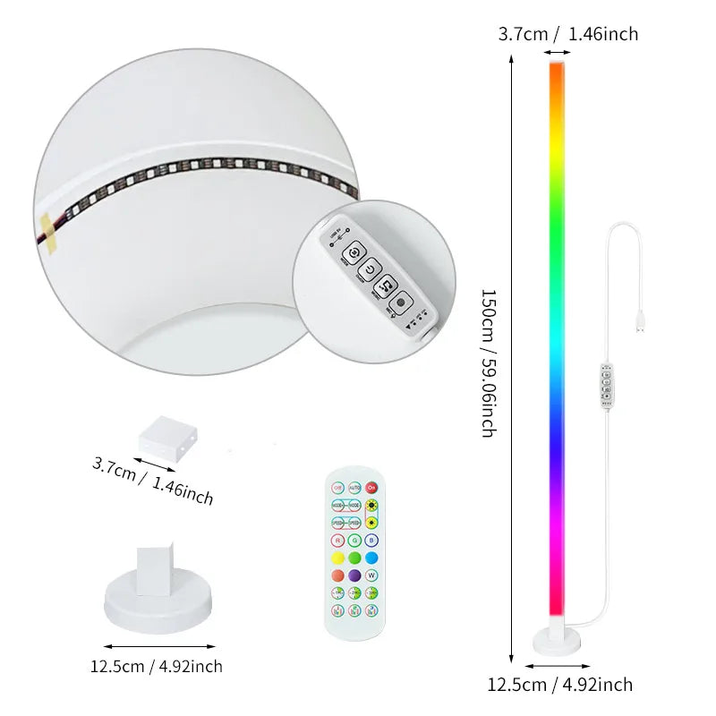RGB LED Floor Lamp – Remote & APP Control, Music Sync Corner Lighting, Modern Mood Lamp for Bedroom, Living Room & Gaming Decor