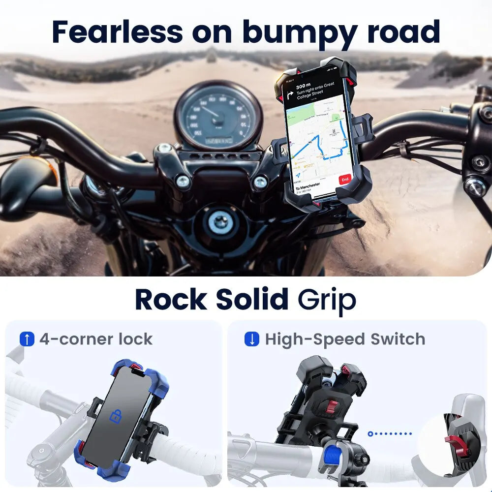Joyroom 360° Universal Bike Phone Holder - Shockproof GPS Bracket for 4.7-7 Inch Mobile Phones