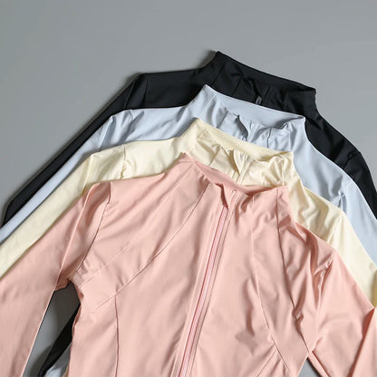 New Yoga Wear Ladies Coat – High Elastic Loose Fitness Top, Long Sleeve Stand-Up Collar for Exercise