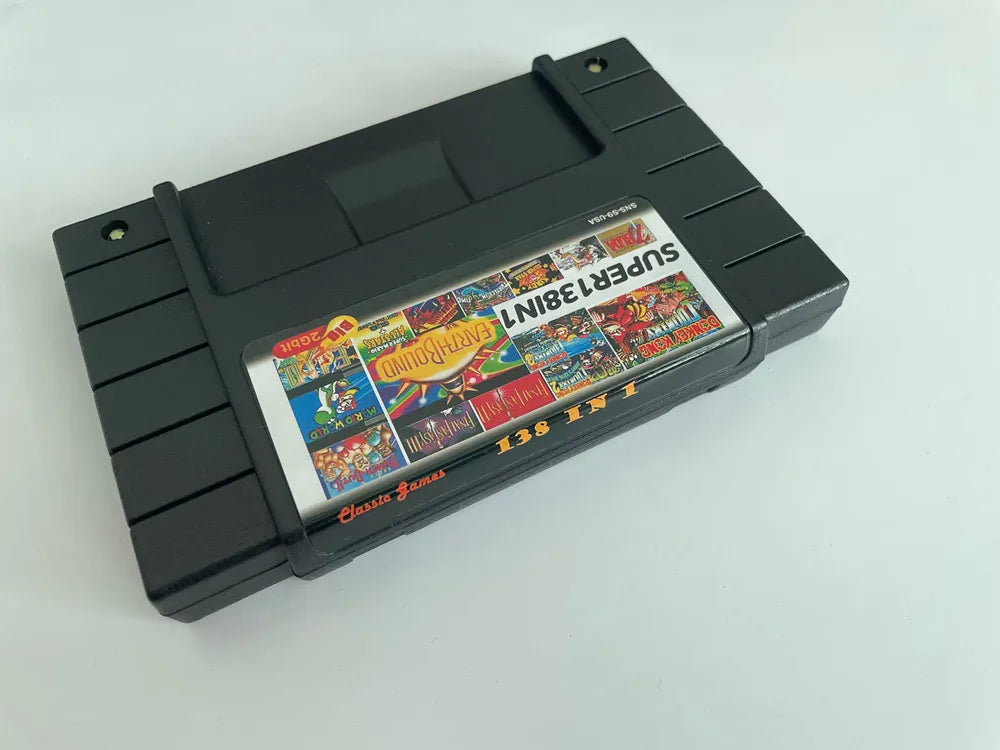 138-in-1 Battery-Saved SNES Multi-Game Cartridge — Best Classic Games for Super Nintendo Entertainment System