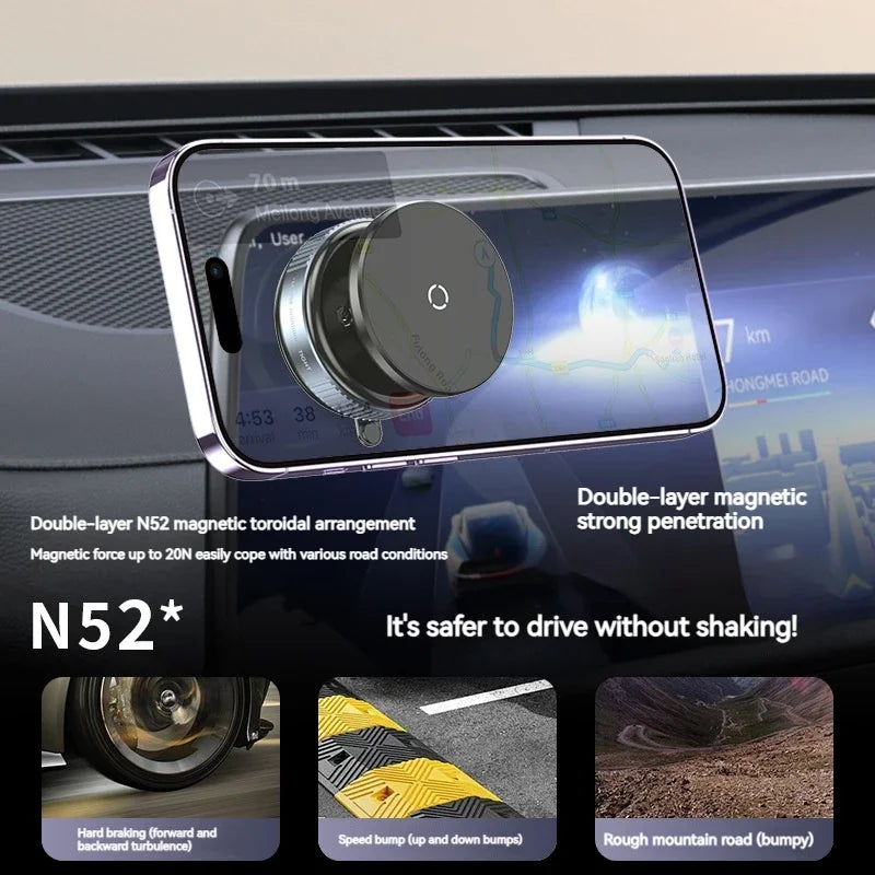 Vacuum Magnetic Car Phone Holder – Universal Suction Cup, Mirror & Shower Stand for iPhone 16/15/14/13/12 Pro Max, Samsung