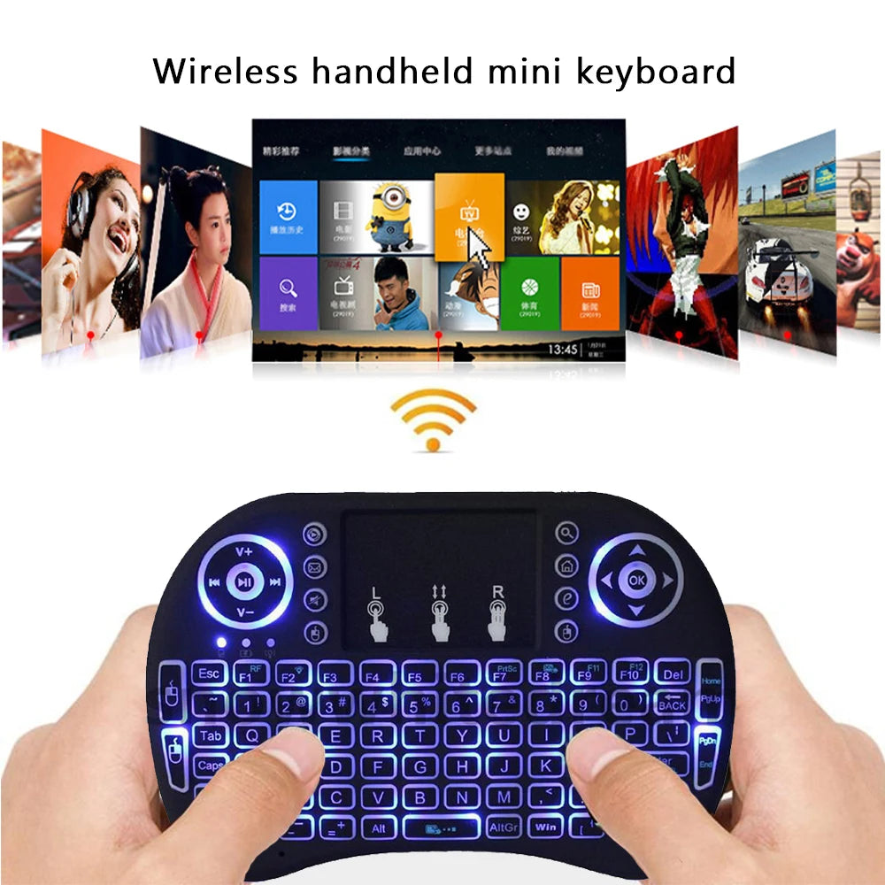 Backlit Mini Wireless Keyboard: 2.4G Air Mouse with Touchpad Keyboard i8 - Arabic, French, Spanish, Russian Support for PC, Android TV Box