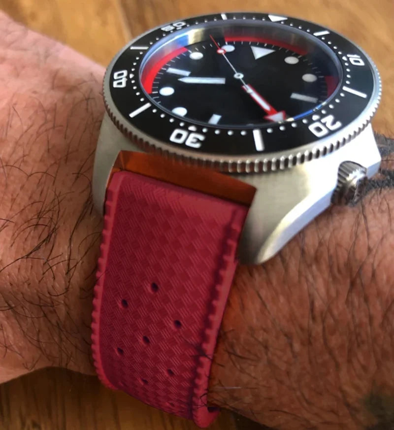 Classic Tropical Style FKM Watch Strap - 18mm, 20mm, 22mm Replacement Band for Seiko, Oris, Citizen