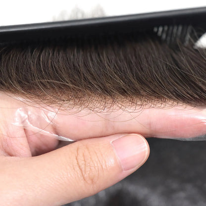 0.08mm Full Skin PU Toupee for Men – V Loop Human Hair Wig in Brown (#22) & Black (#1B) – Hair Replacement Unit