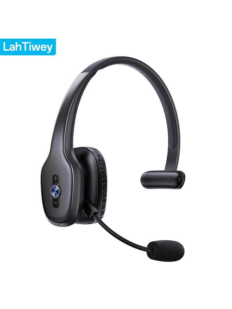 Bluetooth V5.3 Wireless Headset – Truck Driver & Office Hands-Free Call Headphones with Microphone