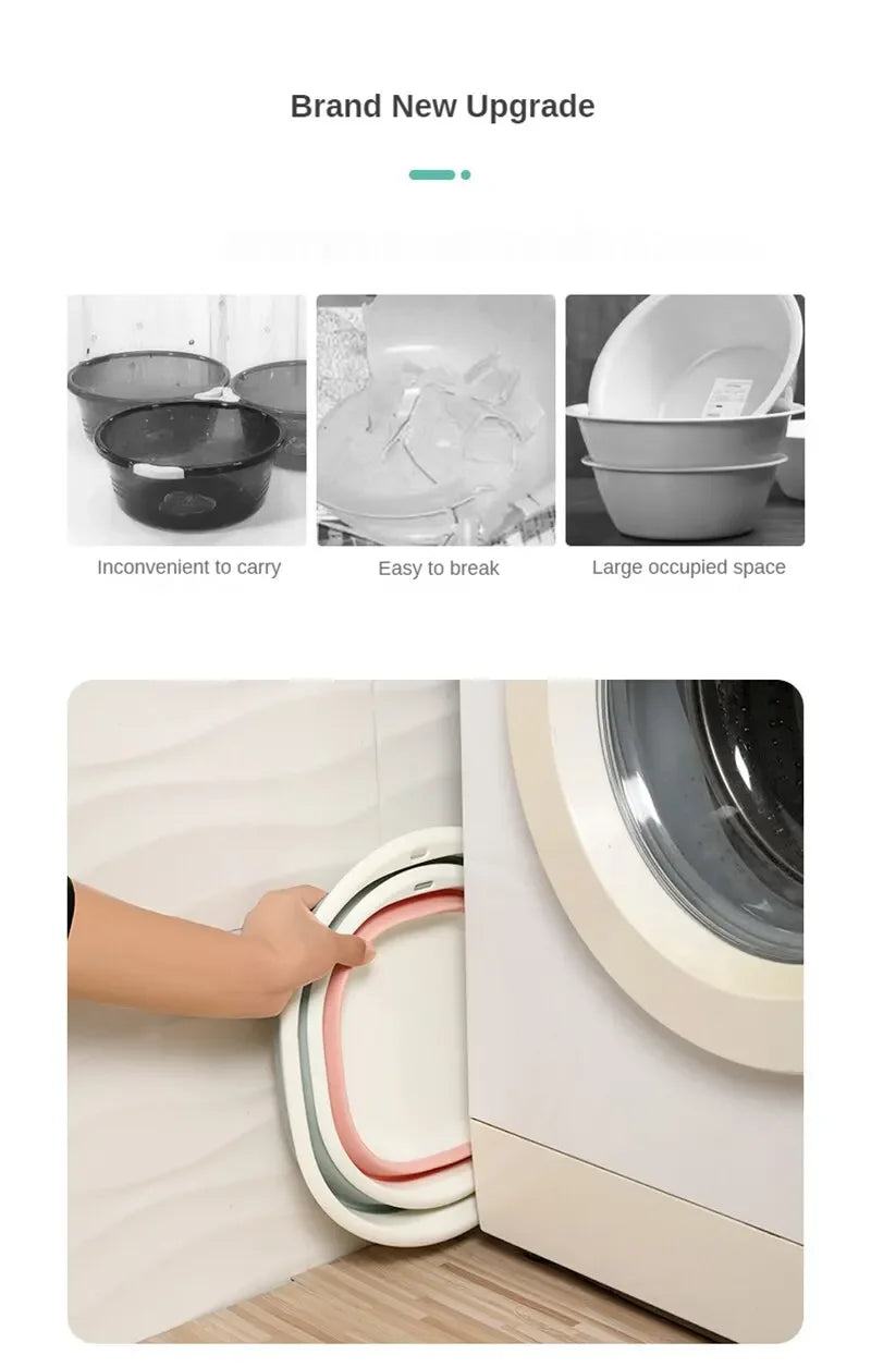 Portable Plastic Folding Wash Basin – Laundry Tub & Bath Basin for Adults and Babies, Kitchen & Bathroom Accessory