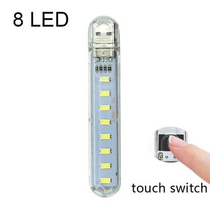 Mini Portable LED USB Light – Touch Sensor Desk Lamp with 3/8/24 LEDs for Reading, PC, Laptop & Power Bank Lighting