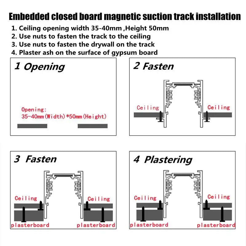 LED Magnetic Track Light Grille, Modern Embedded Flexible Linear Flood Lamp, DC48V Ceiling Spotlight for Indoor Living