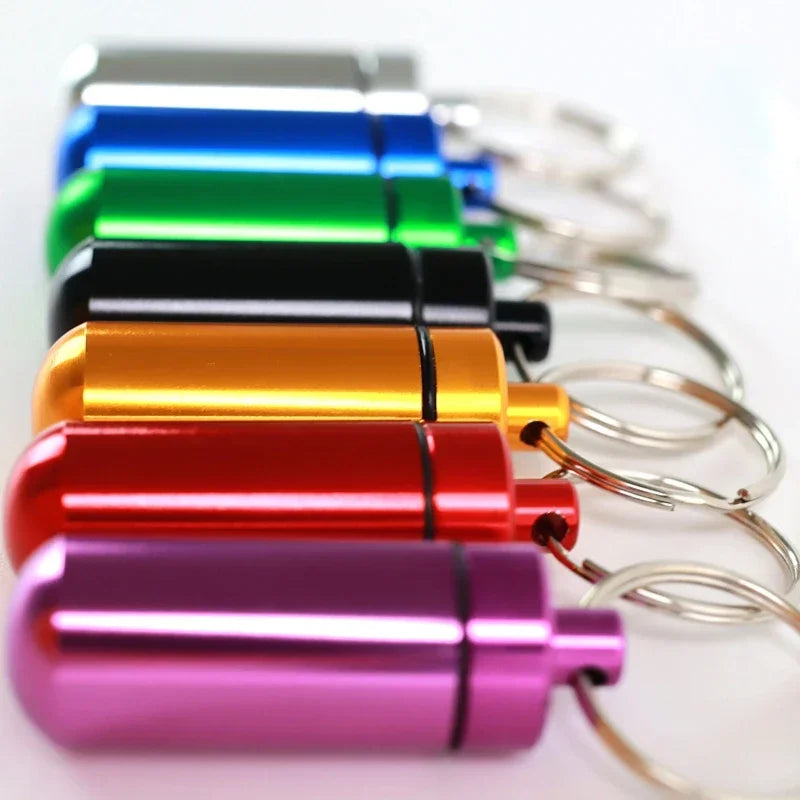 Mini Portable Pill Box – Waterproof Aluminum Case for Tablets, Vitamins, Fish Oils & Medicine Storage