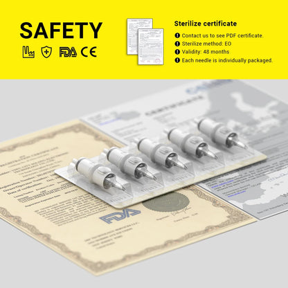 QUELLE 20PCS Tattoo Needles Cartridge – RL/RS/RM/M1 Disposable Sterile for Permanent Makeup & Body Art Machine Supply