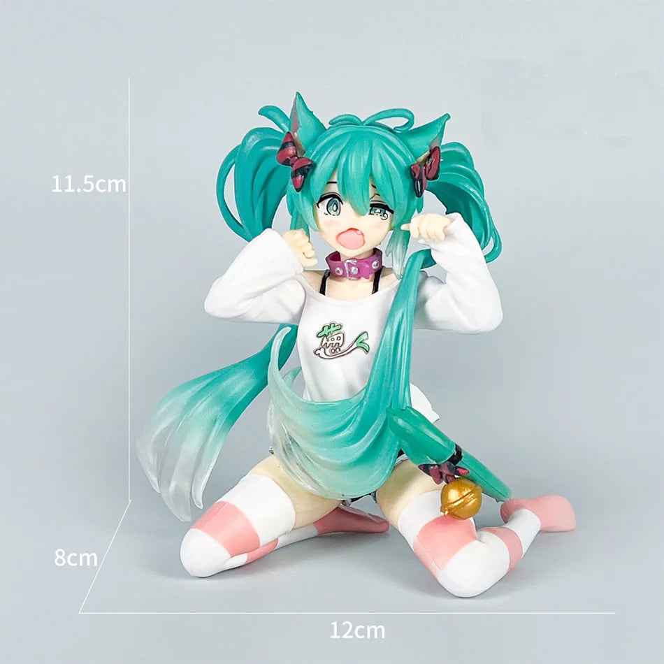 Hatsune Miku 11cm Neko T-Shirt Figure – Cute Anime Desktop Figurine Kawaii Girl Model Toy Gift