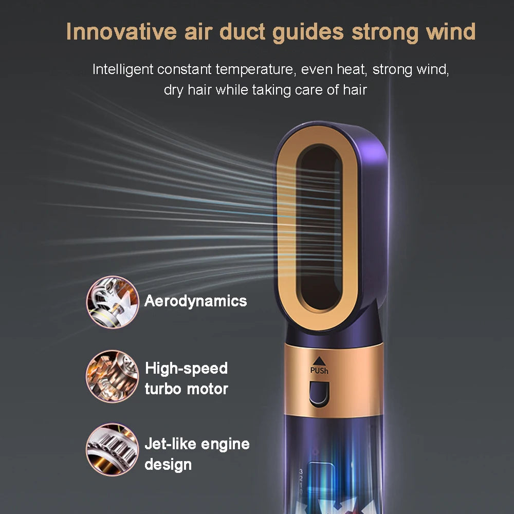 6-in-1 Hair Dryer Brush – Detachable Airflow Comb Curler with Heat Con ...