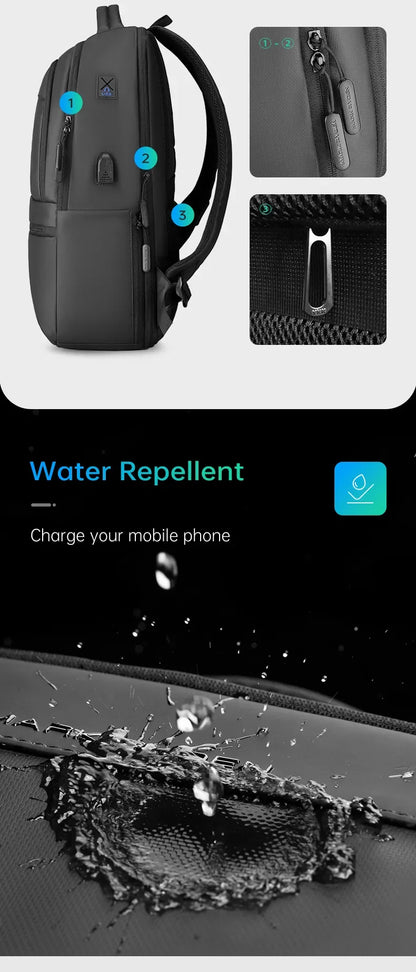 MARK RYDEN Multi-Layer Men's Backpack — Water-Repellent Laptop Bag Fits 15.6" for Students