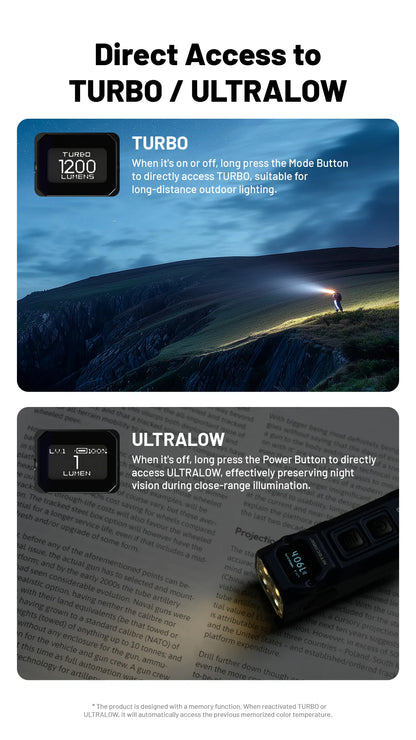 NITECORE TUP2 Mini EDC Keychain Flashlight – USB-C Rechargeable 1200 Lumen for Camping