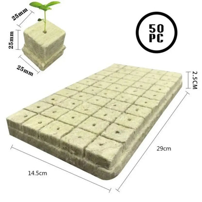 50pcs 25x25x25mm Stonewool Hydroponic Grow Cubes — Rockwool Seedling Blocks for Soilless Plant Cultivation