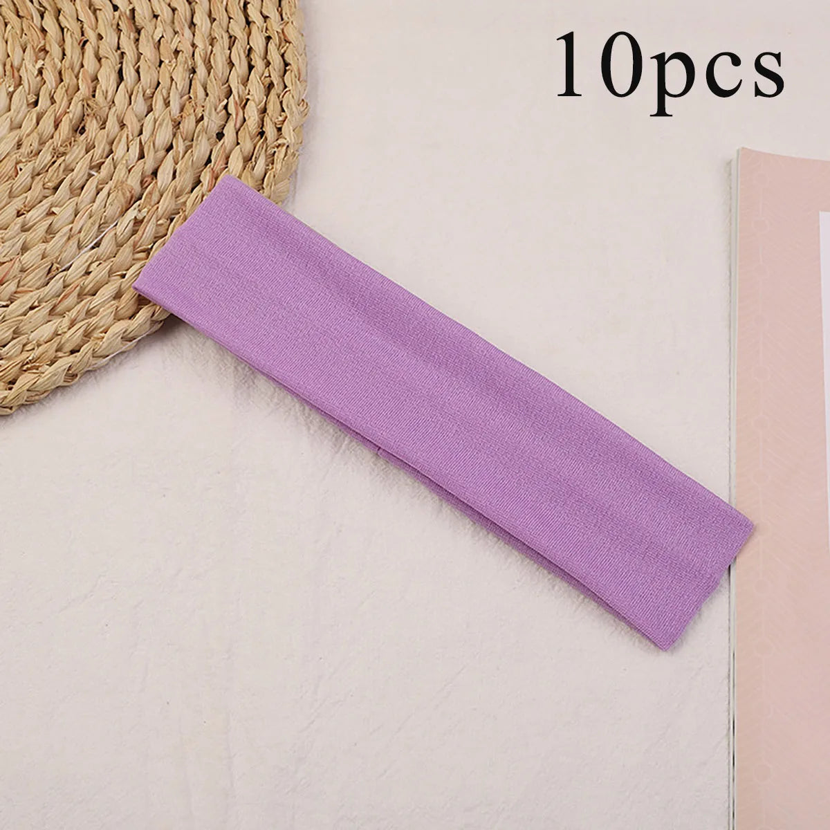 10 Pcs Elastic Hair Bands - Solid Color Fashion Headbands for Women, Sports, Running, Fitness, Yoga & Makeup Accessories