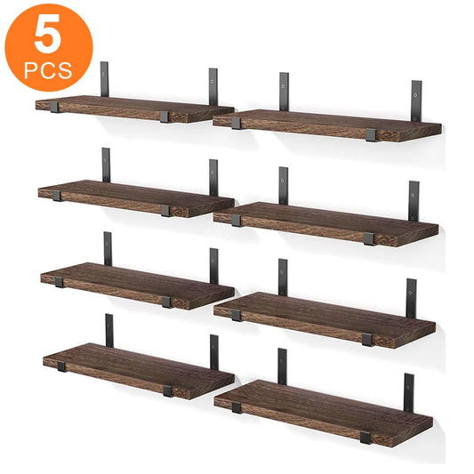 5-Layer Floating Wall Shelf – Strong Bearing Capacity Organizer with Iron Frame and Mounting Hardware