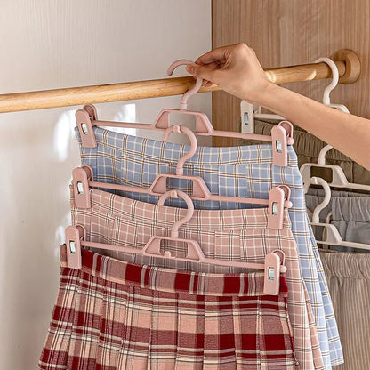 Space-Saving Chic: 5PCS Traceless Plastic Skirt Peg Hanger - Your Multifunctional Trouser Tamer!