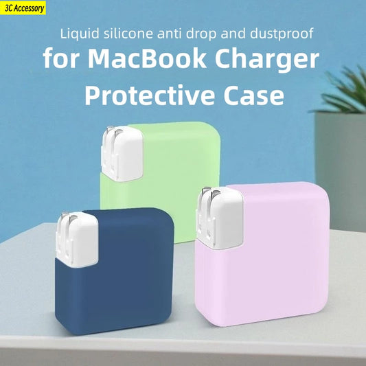 MacBook Charger Protective Case: Anti-Scratch Liquid Silicone Cover for 140W to 29W Laptop Power Adapter - Fits Various Models