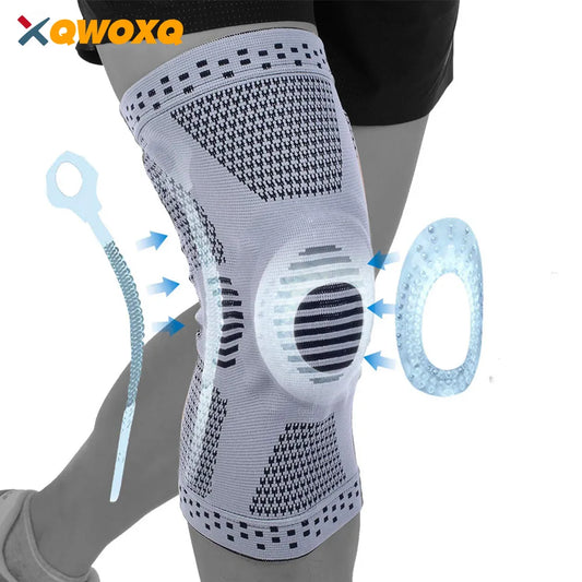 1 Piece Knee Brace Strap - Patella Medial Support - Silicone Compression Protection for Strong Meniscus - Sport Knee Pads for Running and Basketball