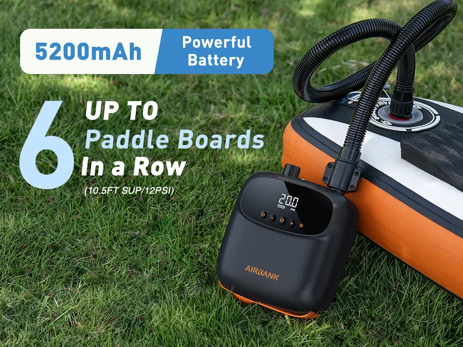 SUP Inflatable Pump — Rechargeable 20PSI Pump for PVC Kayaks, Kite Wings & Stand Up Paddle Boards