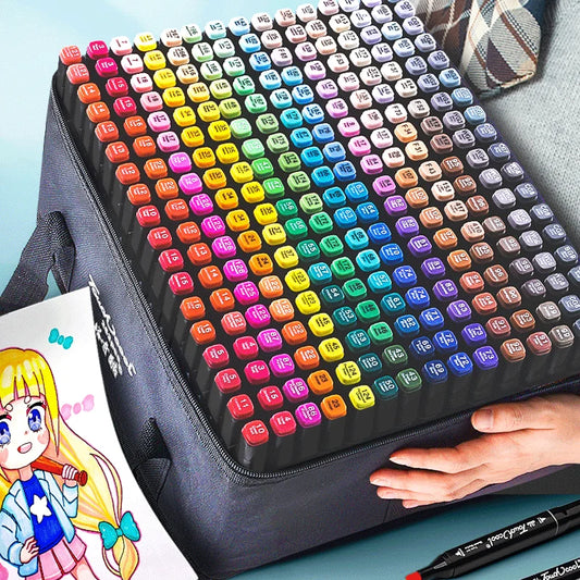 24-80 Colors Oily Art Marker Pen Set - Double Headed Sketching Markers with Oily Tip, Graffiti Manga School Art Supplies