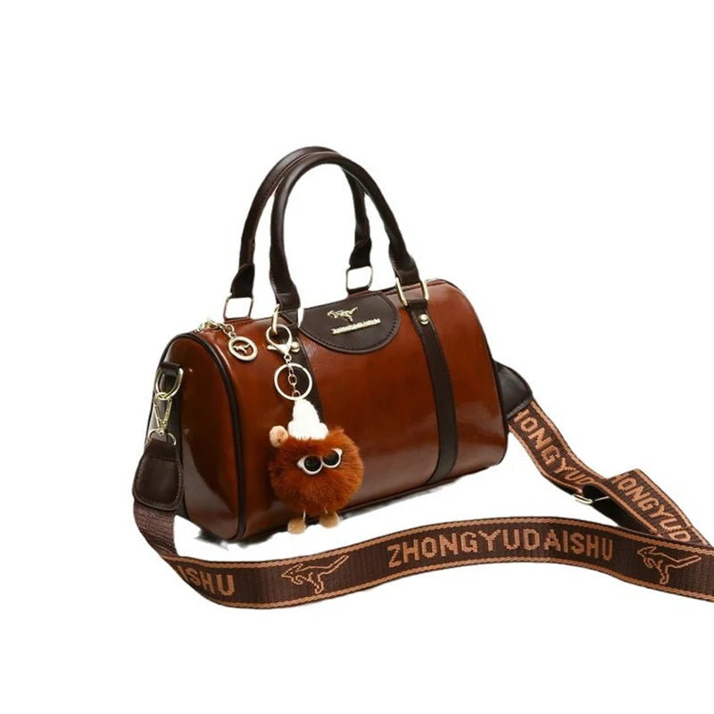 2025 High-End Retro Women’s Handbag – Versatile Autumn/Winter Handheld & Crossbody Light Luxury Bowling Bag