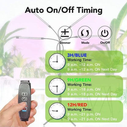 USB LED Plant Growth Lamp with Floor Stand — Full-Spectrum Hydroponic Light, Dimmable Timer for Indoor Flowers & Plants