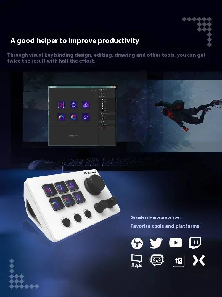 Mirabox N3 Streamdeck Keypad — Mini Customizable Macro Keyboard with Screen & Knob for Desktop