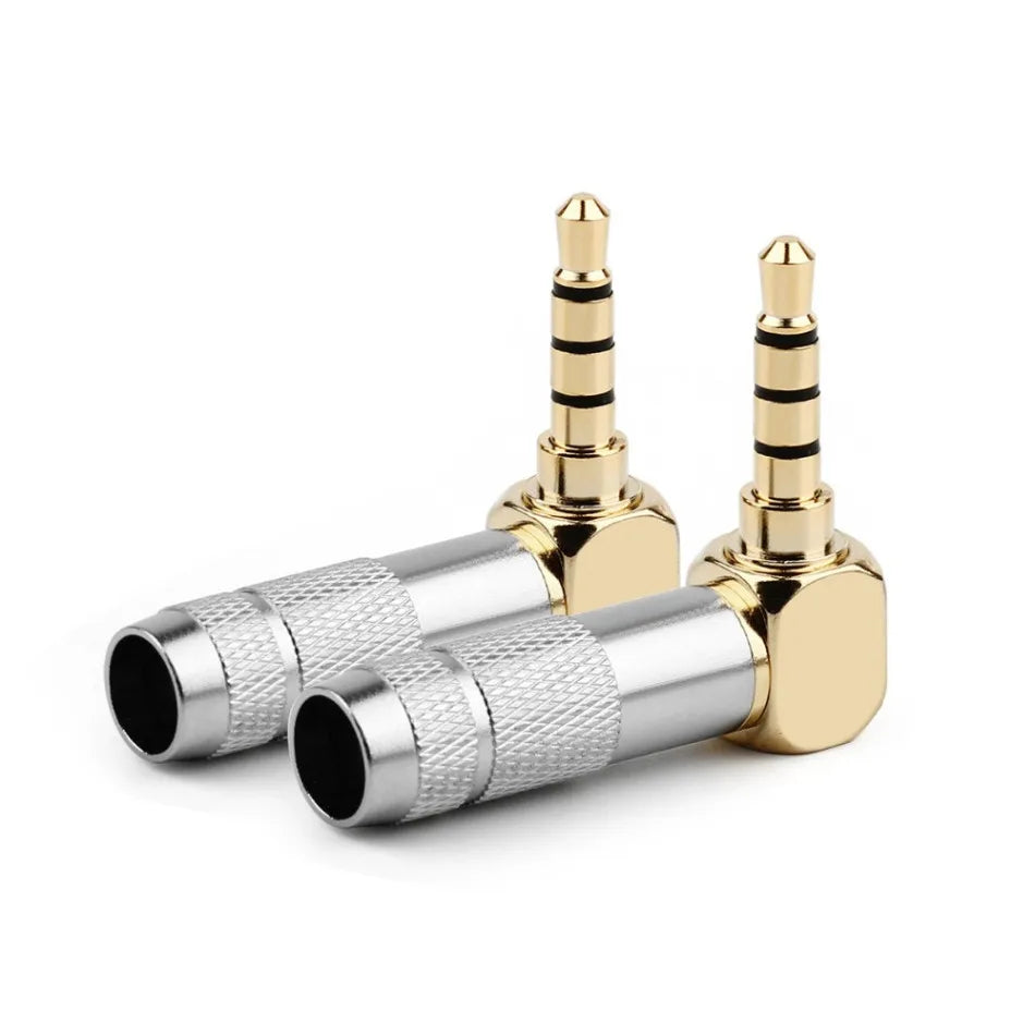 Congo Plug 3.5mm 90° Right Angle Audio Adapter Plug – Gold Soldered Earphone Conn ...