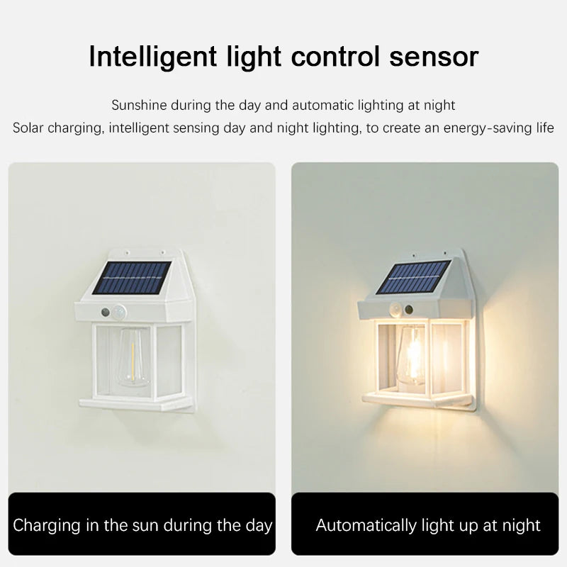 Solar Outdoor Wall Lamp - Human Body Induction, IP65 Waterproof for Home, Villa & Balcony Decor