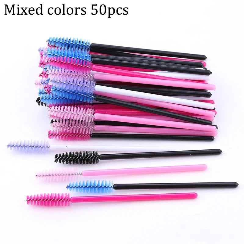 50PCS Reusable Eyelash Brushes – Mascara Wands Spoolers for False Lashes & Eyelash Extensions