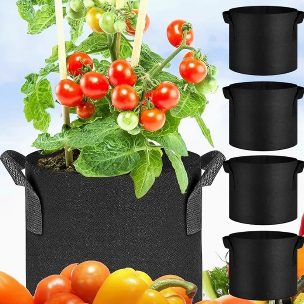 5-Pack Grow Bags with Handles — Aeration Fabric Pots for Plants, Available in 3, 4, 5, 7 & 30 Gallon