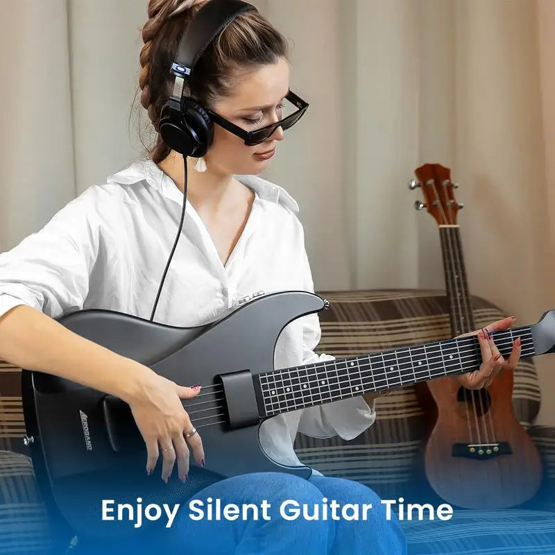 AeroBand Painless Smart Guitar - Silicone Strings, Bluetooth, 8 Sounds, USB MIDI Function, Ideal Gift for Adults