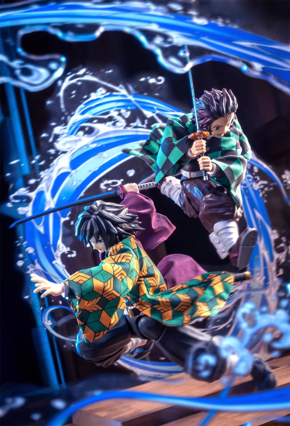 1/12 Scale Demon Slayer Action Figure – Tomioka Giyuu & Kamado Tanjirou with Grid Cloak Kimono for 6" Body Models