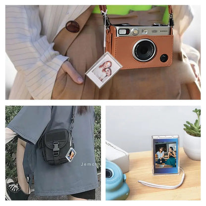 3-Inch Film Clear Photo Storage Box - Instant Camera Photo Case for Fujifilm Instax Mini 12/11/9/8/7 with Strap