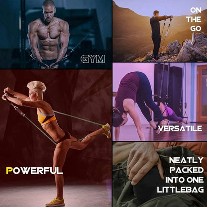 11Pcs Elastic Resistance Bands Set for Fitness, Bodybuilding & Home Gym Workouts