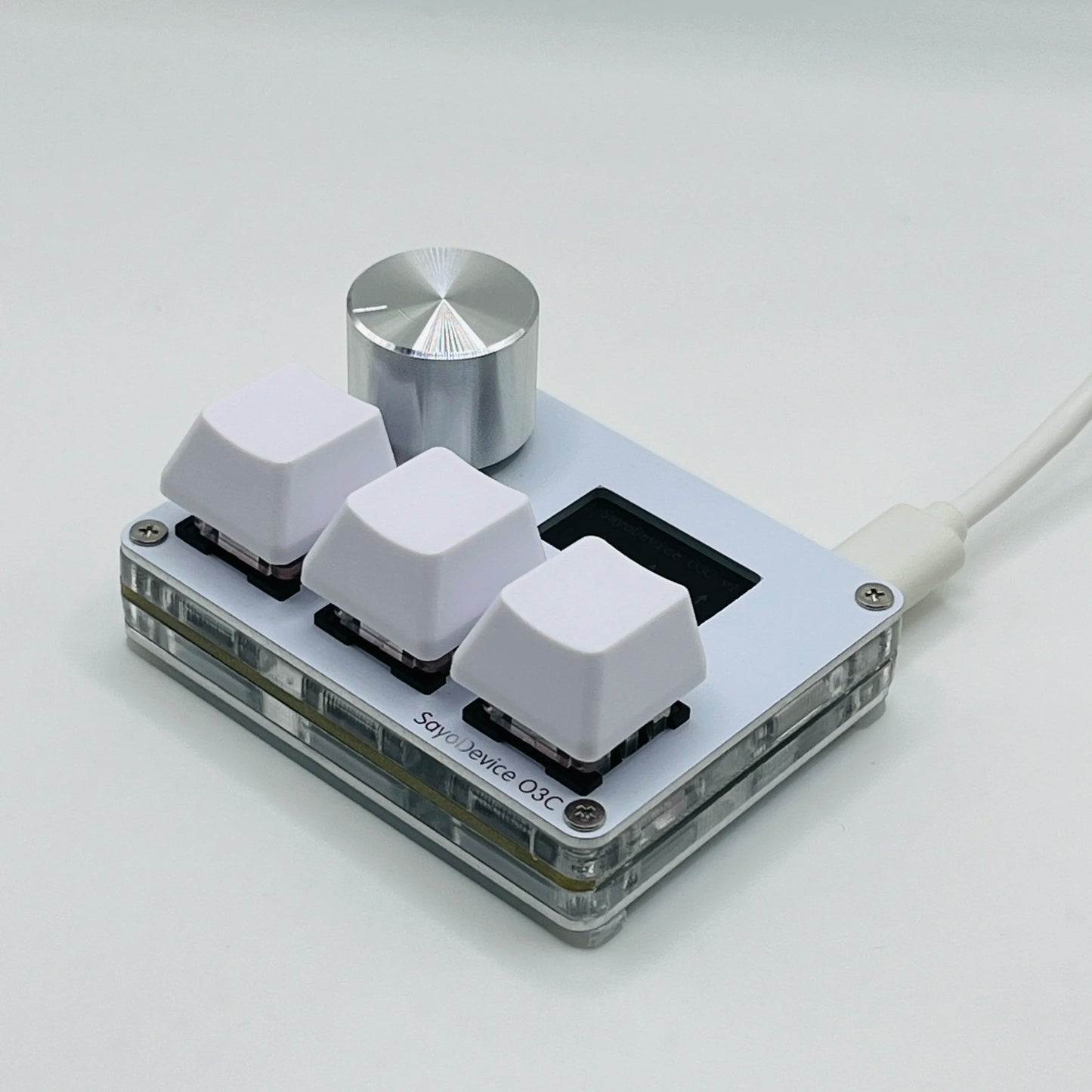 O3C SayoDevice OSU O3C Rapid Trigger Hall Switches – Magnetic Pink Keyboard Switches with Knob, Screen Copy & Paste Shortcut