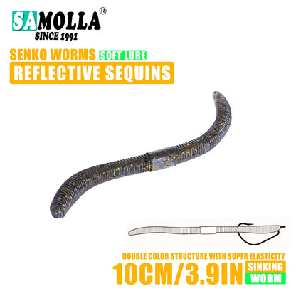Soft Bait Senko Worms – 10cm/14cm, 10-15pcs Bag Wacky Stick Fishing Lures for Bass & All Fish