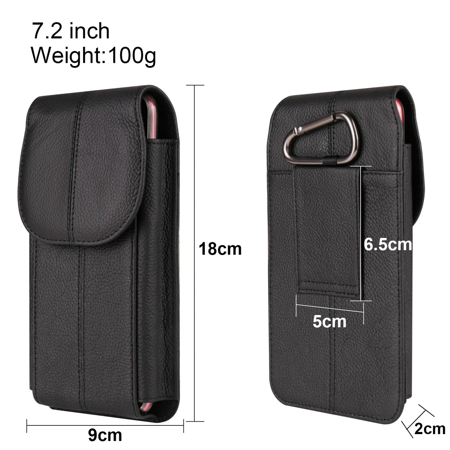 FULAIKATE First Layer Cowhide Phone Pouch - 6.1", 6.7", 7.2" Waist Bag for iPhone 13 Pro Max & Samsung Z Fold3