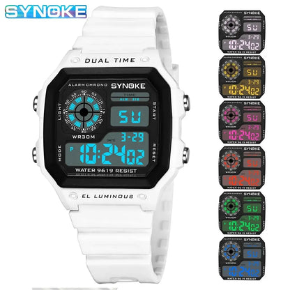 SYNOKE Digital Sports Watch for Men & Women – Luminous, Multifunction, Waterproof Wristwatch with Seven Lights for Outdoor & Running