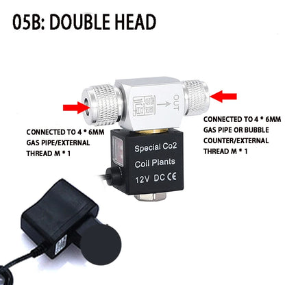 ZRDR Aquarium CO2 Solenoid Valve Regulator – 110V-220V Electric Magnetic Valve for Fish Tanks, Low Temperature, EU/US DC12V