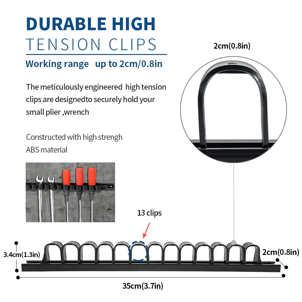 1/2PCS Screwdriver and Wrench Organizer | Hand Tool Holder Plastic Rail | Wrench Hanger with Clips